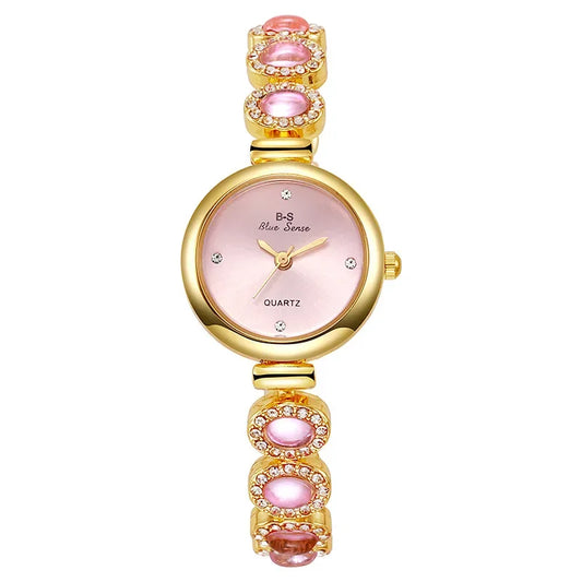 Luckacco Famous Brand Women's Quartz Watches Luxury Green Gemstone Bracelet Watch Gift Female Wristwatch  Relojes Para Mujer