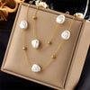 Luckacco 316L Stainless Steel 2in1 Large Pearl Pendant Necklace For Women New Trend Girls Neck Jewelry Chain Party Wedding Gift