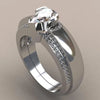 Luckacco Exquisite Women Silver Color Waterdrop Metal Inlaid White Round Zicron Stones Ring Set Wedding Engagement Rings Jewelry