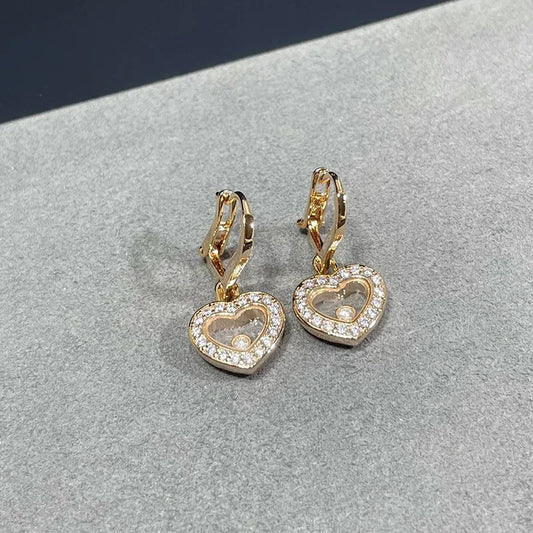 Luckacco High Quality Happy Move Stone Zircon Love Heart Pendant Necklace Sets For Women Fashion Jewelry Party Gift