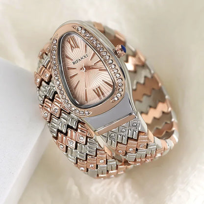 Luckacco Snake Watch for Women Hot Sale Luxury Stainless Steel Creative Watch Strap Quartz Wristwatch Fashion Lady Dress Jewelry Relogio