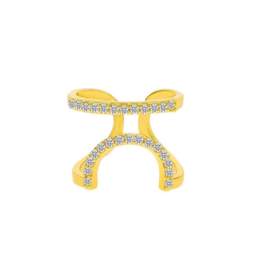 Luckacco Copper Inlaid Zircon Nail Ring Manicure Joint Ring for Women Trend Party Jewelry Fashion Party Jewelry Accessories Trendy
