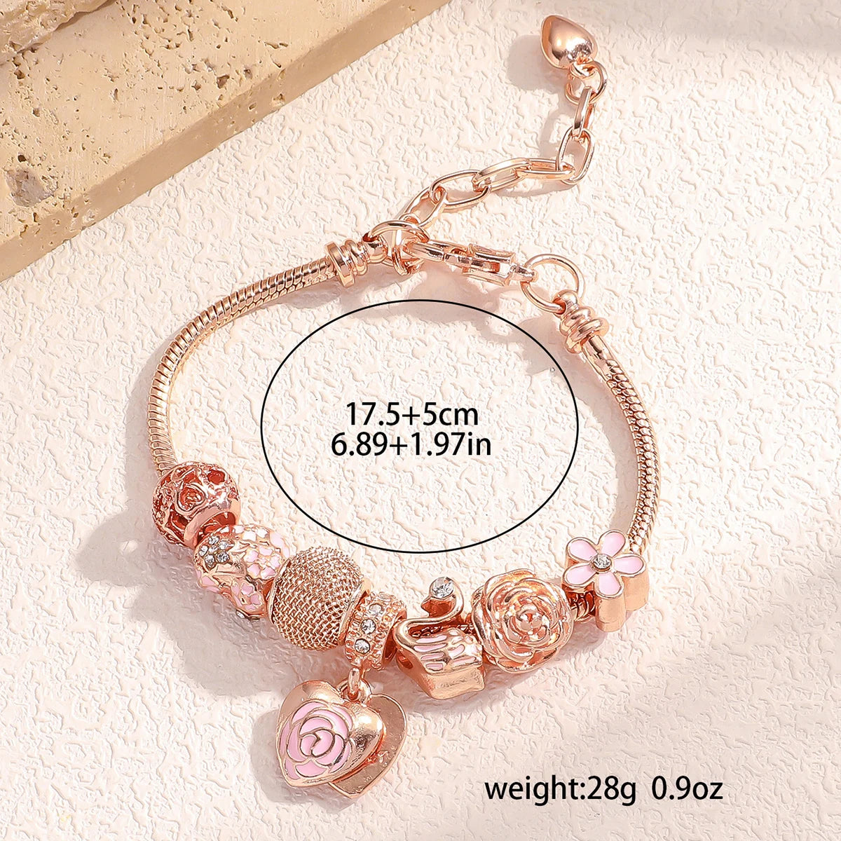 luckacco 1pc fashion multi element accessories drip oil rose love little swan pan family bracelet jewelry daily dressing party gift -7633