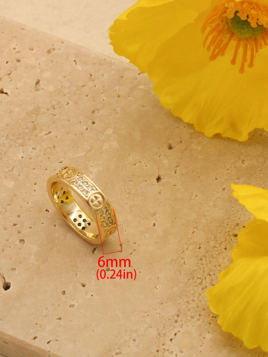 Luckacco 1 Piece Hot Selling Men Inlaid Zircon Classic Gold Color Rings For Women Rings Gift Jewelry