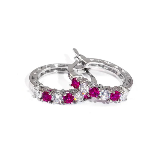 Luckacco New Arrival 925 Sterling Silver pendientes Fashion Round Circle Clear Mosaic CZ Zircon Stud Earrings for Women Jewelry brincos