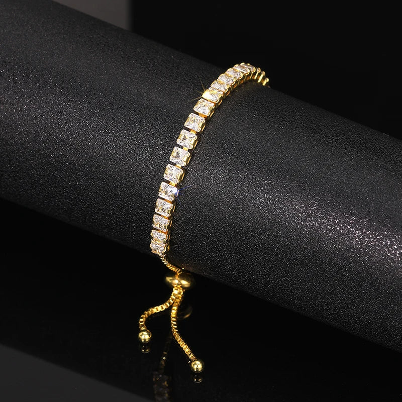luckacco daily picks adjustable draw bracelet for women full bling crystal cubic zirconia exquisite female hand accessories statement jewelry