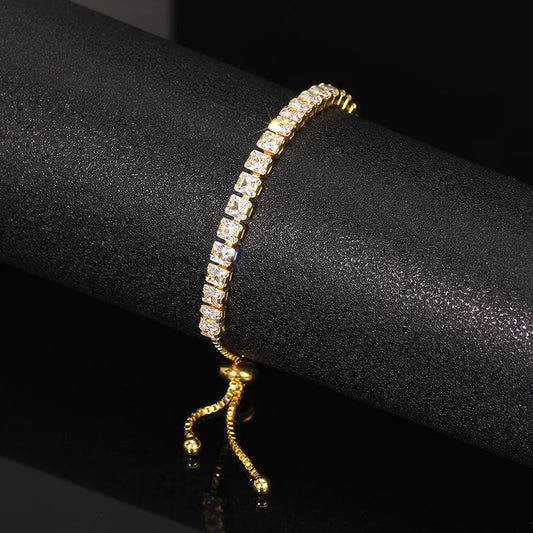 Luckacco daily picks Adjustable Draw Bracelet for Women Full Bling Crystal Cubic Zirconia Exquisite Female Hand Accessories Statement Jewelry