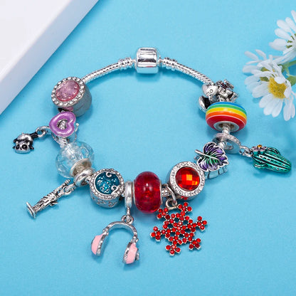 Luckacco Romantic Tower Aircraft Charm Bracelet For Women With Crystal DIY Beads Pendants Bracelet High-Quality Jewelry