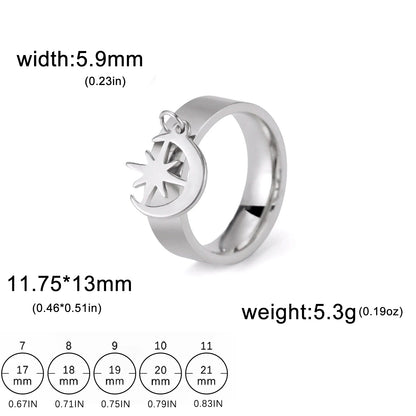Luckacco Unift Women Stainless Steel Charms Rings Flower Leaf Spider Paw Pendant Finger Ring Fashion Minimalist Couple Jewelry