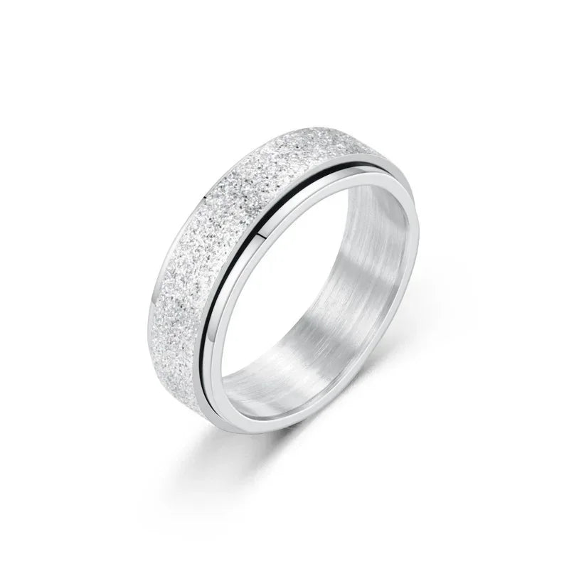 luckacco 6mm anxiety fidget spinner rings for men smooth stainless steel spinning rotating ring for women anti stress jewelry gift