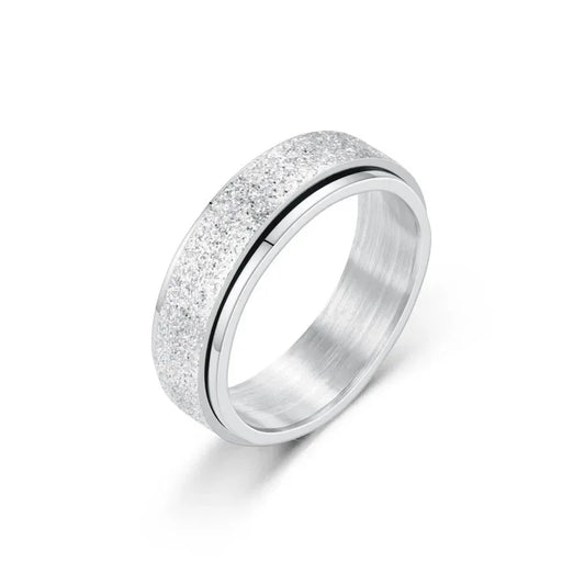Luckacco 6mm Anxiety Fidget Spinner Rings for Men Smooth Stainless Steel Spinning Rotating Ring for Women Anti Stress Jewelry Gift