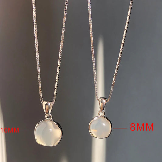 Luckacco New 925 Sterling Silver Round Necklace Simple Geometric Shape Woman Pendant Choker Birthday Gift for Friends Exquisite Jewelry
