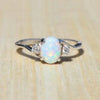 Luckacco Rings for Women Fashion High-End Jewelry Stainless Steel Copper Opal Embed Dove Egg Shape Couple Lovers Rings for Women Wedding
