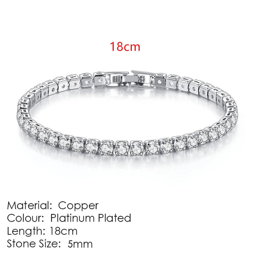 Luckacco Fashion Multicolor Tennis Bracelet for Women 2.5/3/4/5mm Zirconia Charm Designer Tennis Chain Men Bracelet Wedding Jewelry KC128