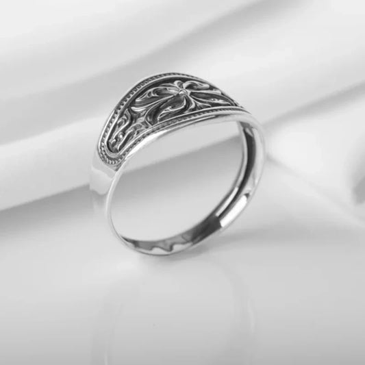 Luckacco Vintage Punk Wave Pattern Cross Men's and Women's Ring Personalized Hip Hop Motorcycle Party Gift