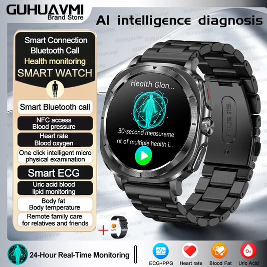 Luckacco 2025 New High-End Health Care Watch 7 Ultra Smart Watch Men ECG+PPG Uric Acid Blood lipids Body analysis BT Call NFC Smartwatchs