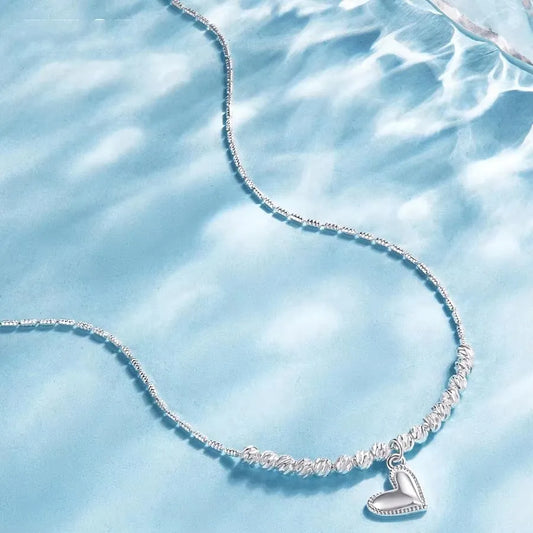 Luckacco PANJBJ 925 Sterling Silver Moonstone Necklace for Women Girl Individuality Geometric Simple Jewelry Birthday Gift