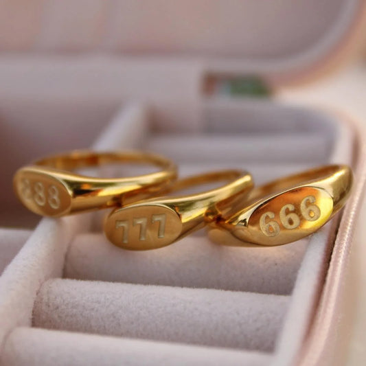 Luckacco 2023 Fashion  Angel Number Rings Jewelry For Women 111 222 333 444 Lucky Number Stainless Steel Ring For Girls