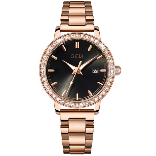 Luckacco Light luxury stainless steel women's watch calendar waterproof high-end watch ladies quartz watch