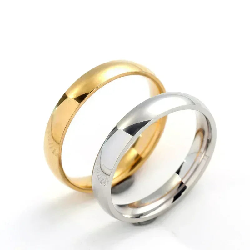 luckacco fashion simple smooth stainless steel ring for women and men classic couple rings wedding engagement jewelry