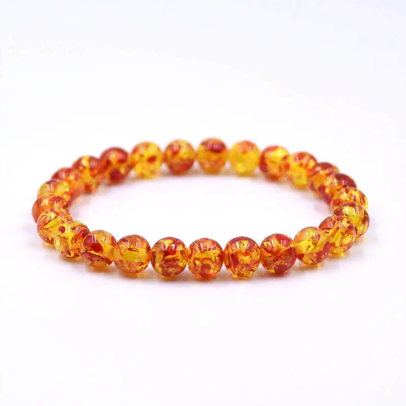 luckacco 8mm yellow amber beads bracelet natural stone bracelet for men women citrines jades strand beads bangles meditation jewelry gift