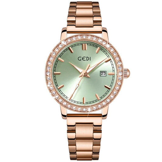 Luckacco Light luxury stainless steel women's watch calendar waterproof high-end watch ladies quartz watch