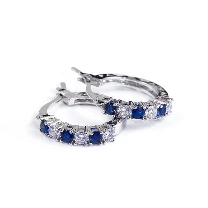 Luckacco New Arrival 925 Sterling Silver pendientes Fashion Round Circle Clear Mosaic CZ Zircon Stud Earrings for Women Jewelry brincos