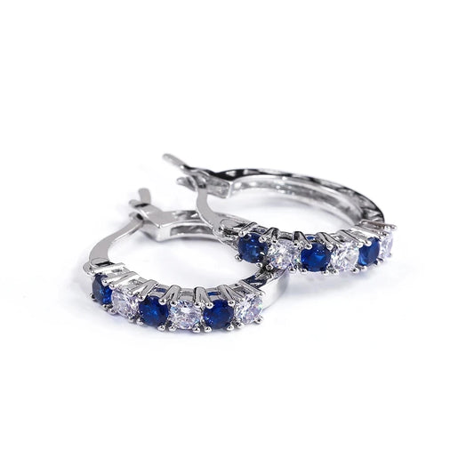 Luckacco New Arrival 925 Sterling Silver pendientes Fashion Round Circle Clear Mosaic CZ Zircon Stud Earrings for Women Jewelry brincos