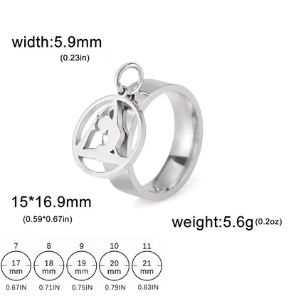 Luckacco Unift Women Stainless Steel Charms Rings Flower Leaf Spider Paw Pendant Finger Ring Fashion Minimalist Couple Jewelry