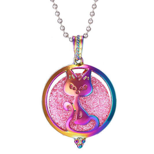 Luckacco New Colorful Aromatherapy Necklace Vintage Flower Butterfly Tree Owl Essential Oil Diffuser Necklace Perfume Lockets Pendants