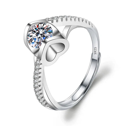 Luckacco Never Fade Luxury Classic 18K White Gold Color Ring Solitaire 2 Carat Zirconia Diamant Wedding Band Women Jewelry Accessories