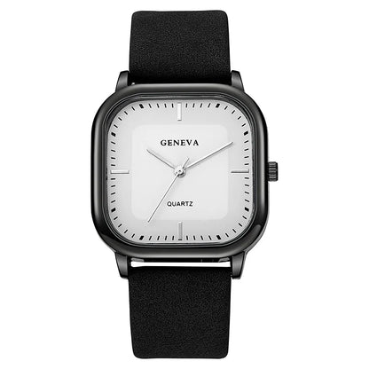 Luckacco Fashion Square Dial Men Watch Minimalist Casual Leather Strap Quartz Wristwatch Man Clock Relogios Masculino (Without Box)