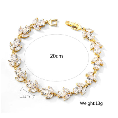 Luckacco picks Luxury AAA Cubic Zirconia Wedding Bracelets for Women High Quality White Gold Color Leaf Charm Bracelet Bangles