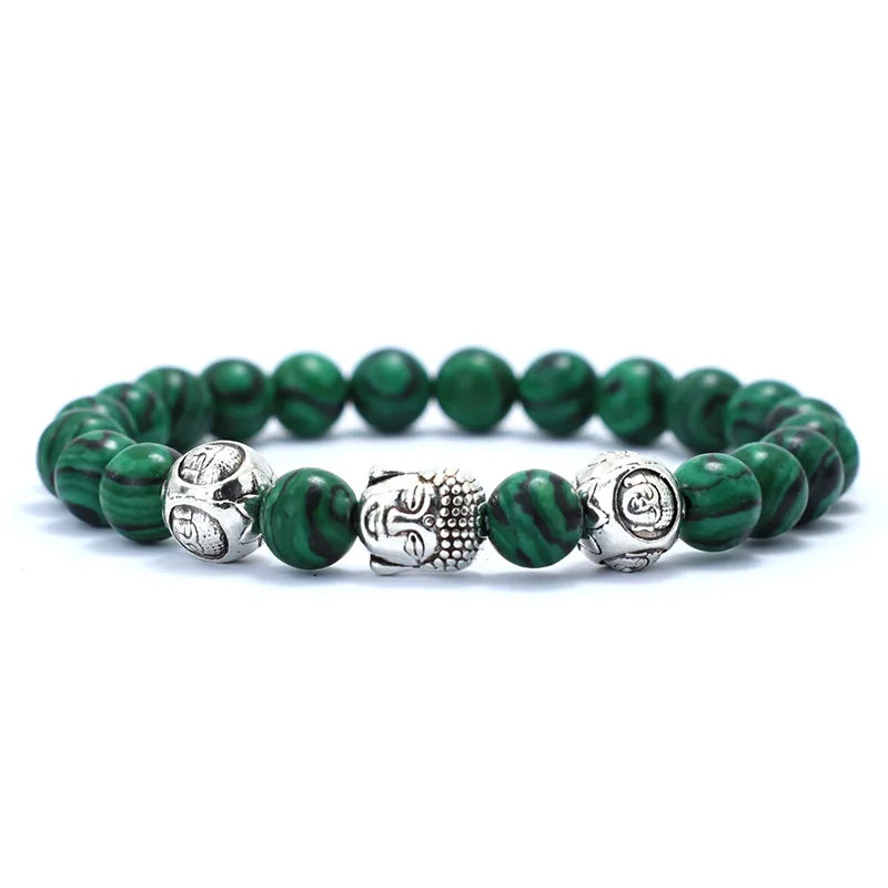 luckacco minimalist men bracelet natural 8mm stone vintage buddha braclet homme meditation yoga jewelry lava tiger eyes beaded braslet