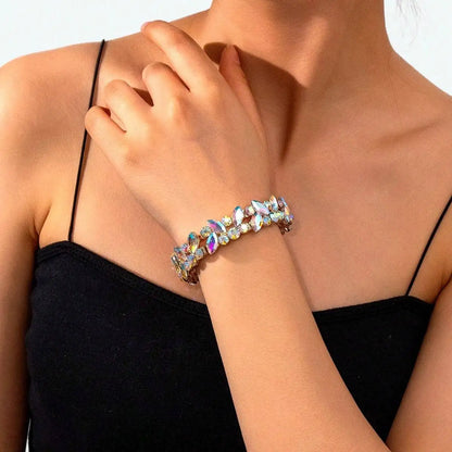 Luckacco New Fashion Luxury Crystal Rhinestone Elastic Charm Bracelet Bangle For Women Wedding Party Jewelry Accessories