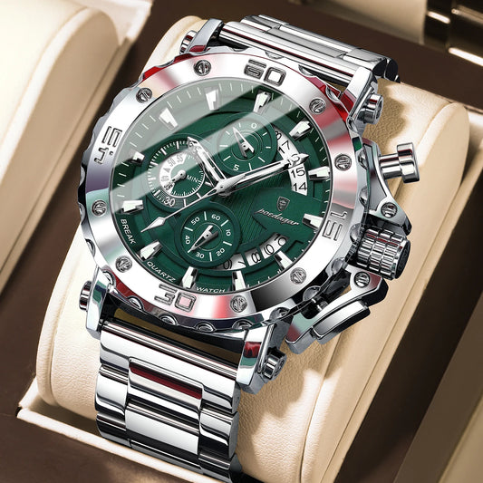 Luckacco POEDAGAR Luxury Watch For Men Calendar Luminous Waterproof Man Clock Male Chronograph Stainless Steel Men's Quartz Watches Reloj