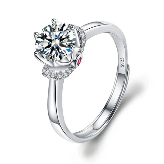Luckacco Never Fade Luxury Classic 18K White Gold Color Ring Solitaire 2 Carat Zirconia Diamant Wedding Band Women Jewelry Accessories