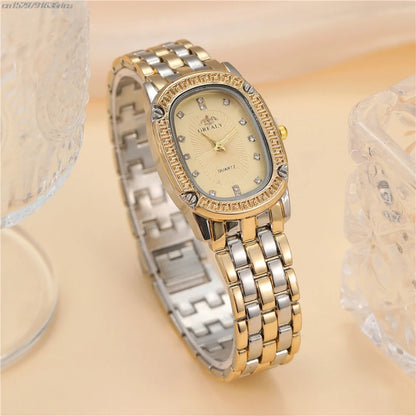 Luckacco Luxury 2025 Women's Simple Quartz Watch Casual Green Diamond Set design Female Dress stainless steel bracelet clock Watches