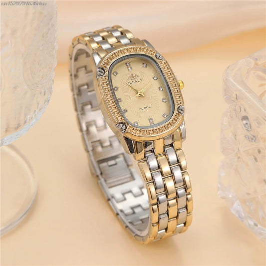 Luckacco Luxury 2025 Women's Simple Quartz Watch Casual Green Diamond Set design Female Dress stainless steel bracelet clock Watches
