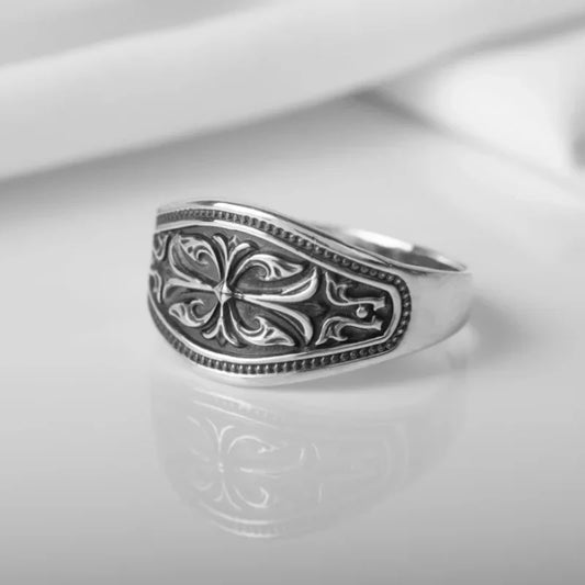 Luckacco Vintage Punk Wave Pattern Cross Men's and Women's Ring Personalized Hip Hop Motorcycle Party Gift