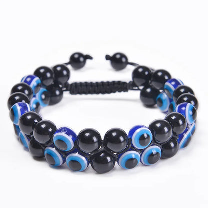 Luckacco Fashion Men Tiger Eye Natutal Stone Beaded Braided Bracelet Bangles Handmade Double Layer Lapis Lazuli Bracelets Hommes
