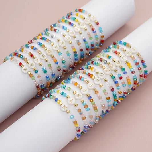 Luckacco Go2Boho Crystal Shell Letter A-Z Bracelets for Women Boho Summer Beach Lucky Fashion Trend Jewelry Accessories Surprise Gifts