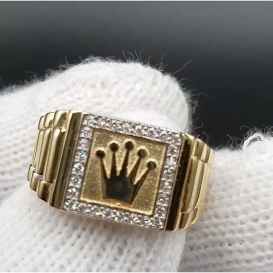 Luckacco Hot Sale New Vintage Alloy Inlaid Zircon Ring Men's Engagement Jewelry