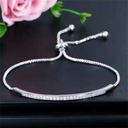 Luckacco Creative fashion delicate hand jewellery with rhinestones single row arc adjustable bracelet