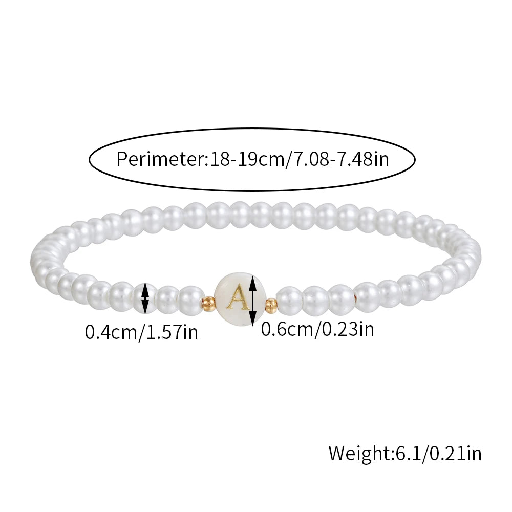 luckacco new fashion 26 letter bracelet women temperament handmade simulated pearl bead bracelet for women jewelry gift