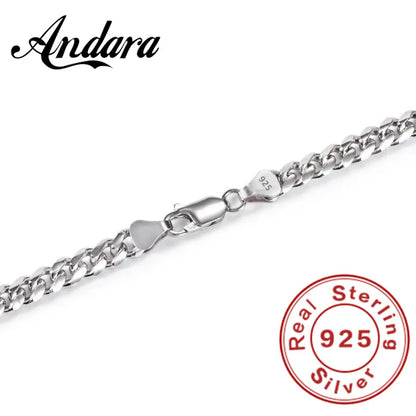 Luckacco Original 925 Sterling Silver 8MM Cuban Necklace Men Women Wedding Fine Jewelry Accessories Party Gift