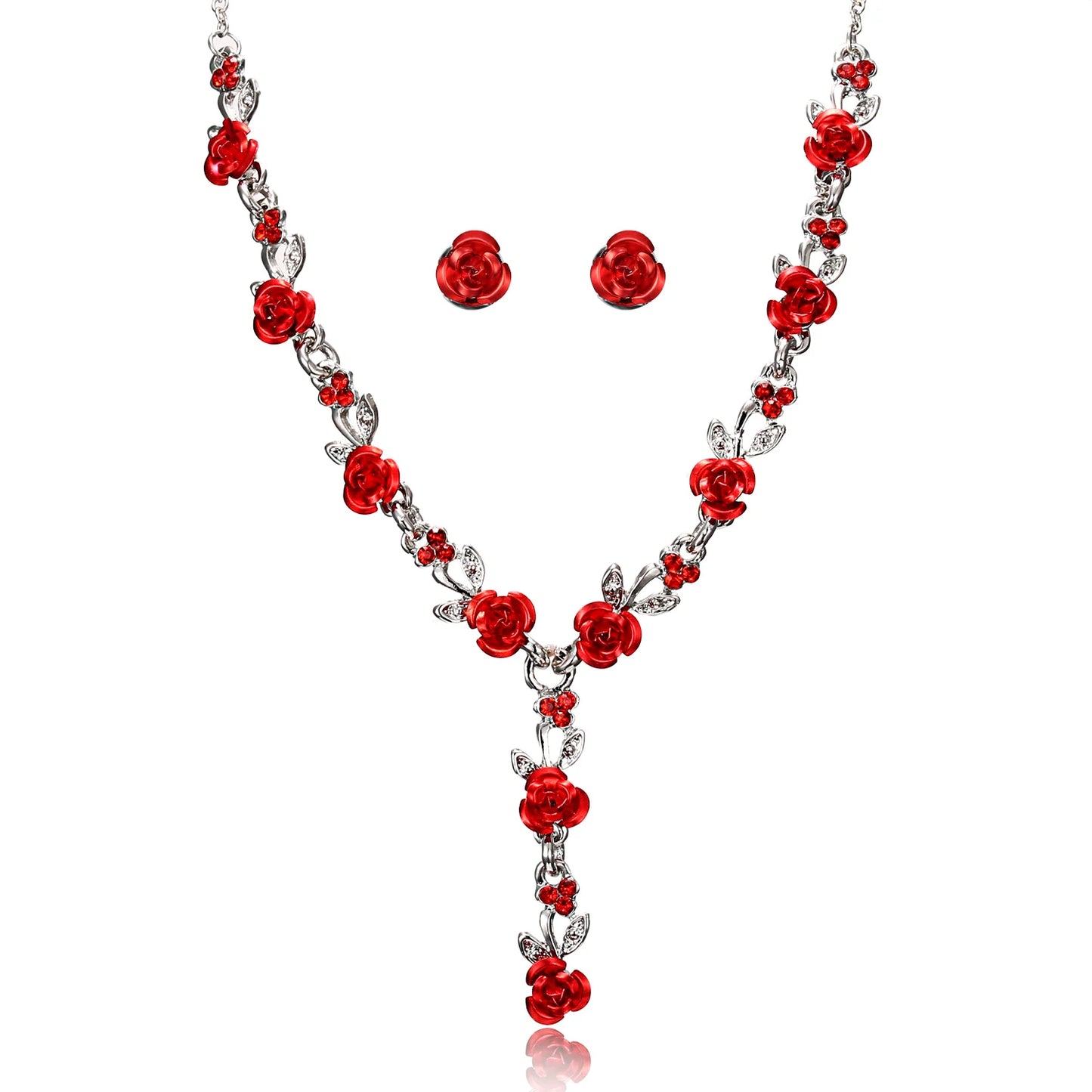 luckacco romantic adjustable red rose link chain bracelet fashion valentine gift for lover women's hand bracelets bride jewelry accessori
