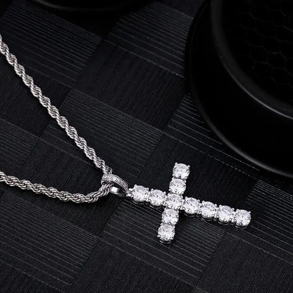 Luckacco daily picks 60Cm Twisted Chain Long Necklace for Women/Men Fashion Luxury Cubic Zirconia Cross Pendant Necklace Gift Love Accessories