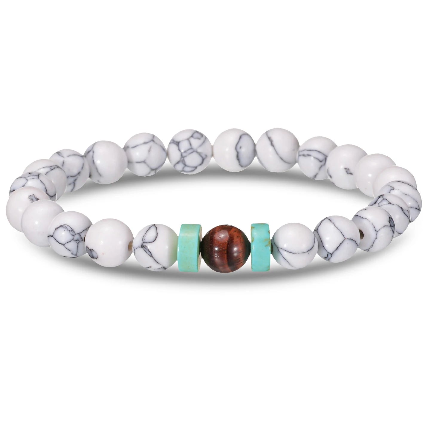 luckacco brown beaded bracelet natural stone lava tiger eye black red matte healing beads bangle stretch charm yoga for women men jewelry