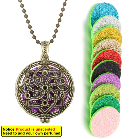 Luckacco New Aroma Kaleidoscope Retro Necklace Antique Locket Pendant Magnetic Perfume Essential Oil Diffuser Locket Aromatherapy Jewelry